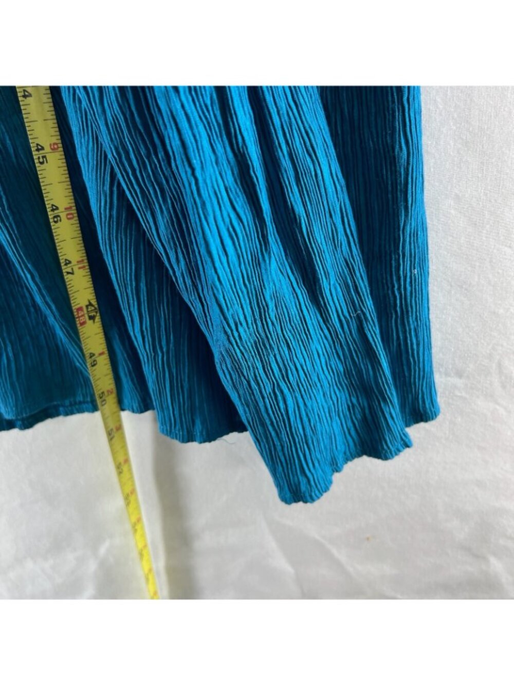 Max + Ash Crinkle Gauze Tiered Maxi Dress Womens S Smocked Puff Sleeve Teal Blue - Picture 12 of 14